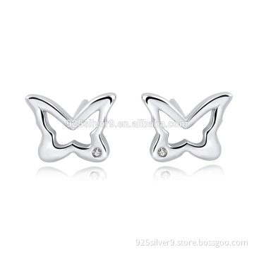 925 sterling silver cubic zirconia butterfly earings